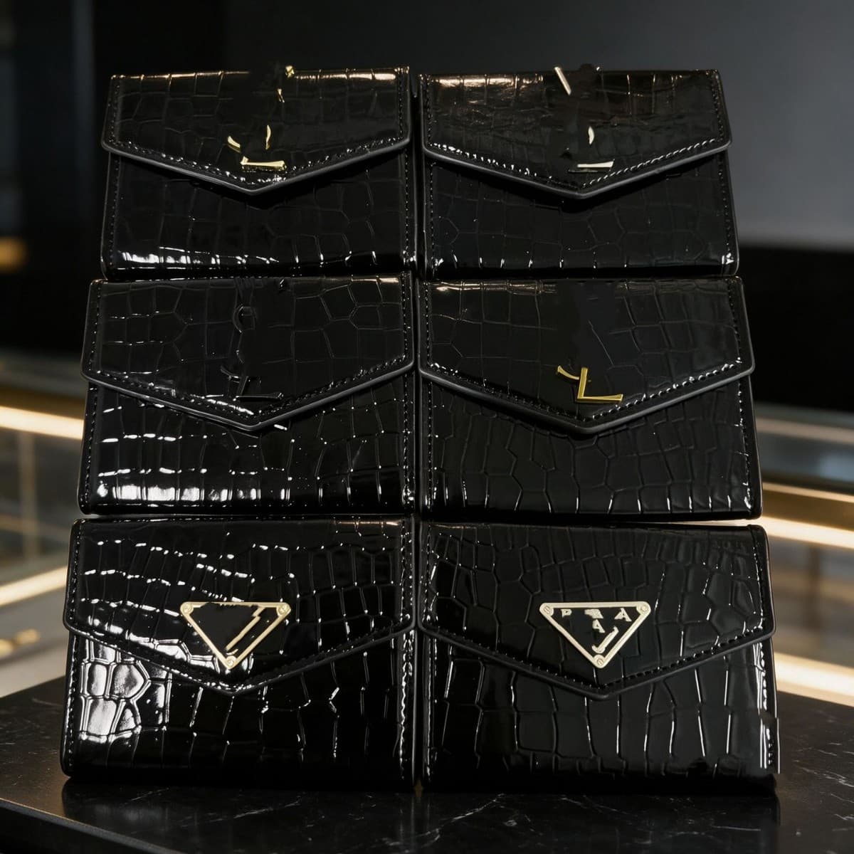 Factory Direct Crocodile Pattern Accordion Wallet Multi-Card Fashion Trendy In Stock Wholesale Chanel YSL Prada Style Light Luxury