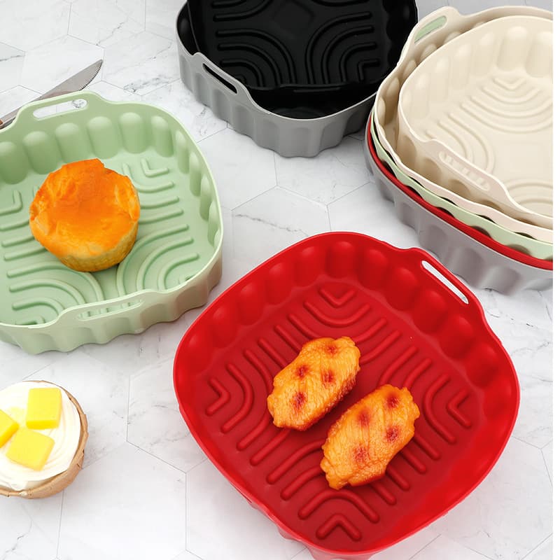 Cross-border high temperature resistant square air fryer silicone baking tray, non-stick and easy-to-clean baking mat, one-piece silicone mat.