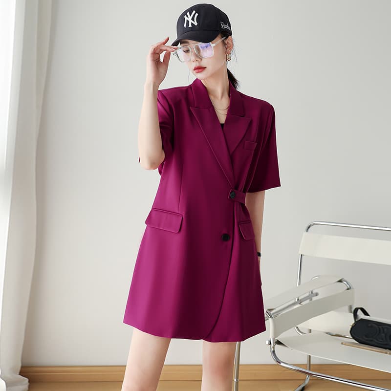 200 Jin Summer New Large Size Drape Thin Suit Jacket Women's Fat mm Loose Casual Lace-up Suit AA007