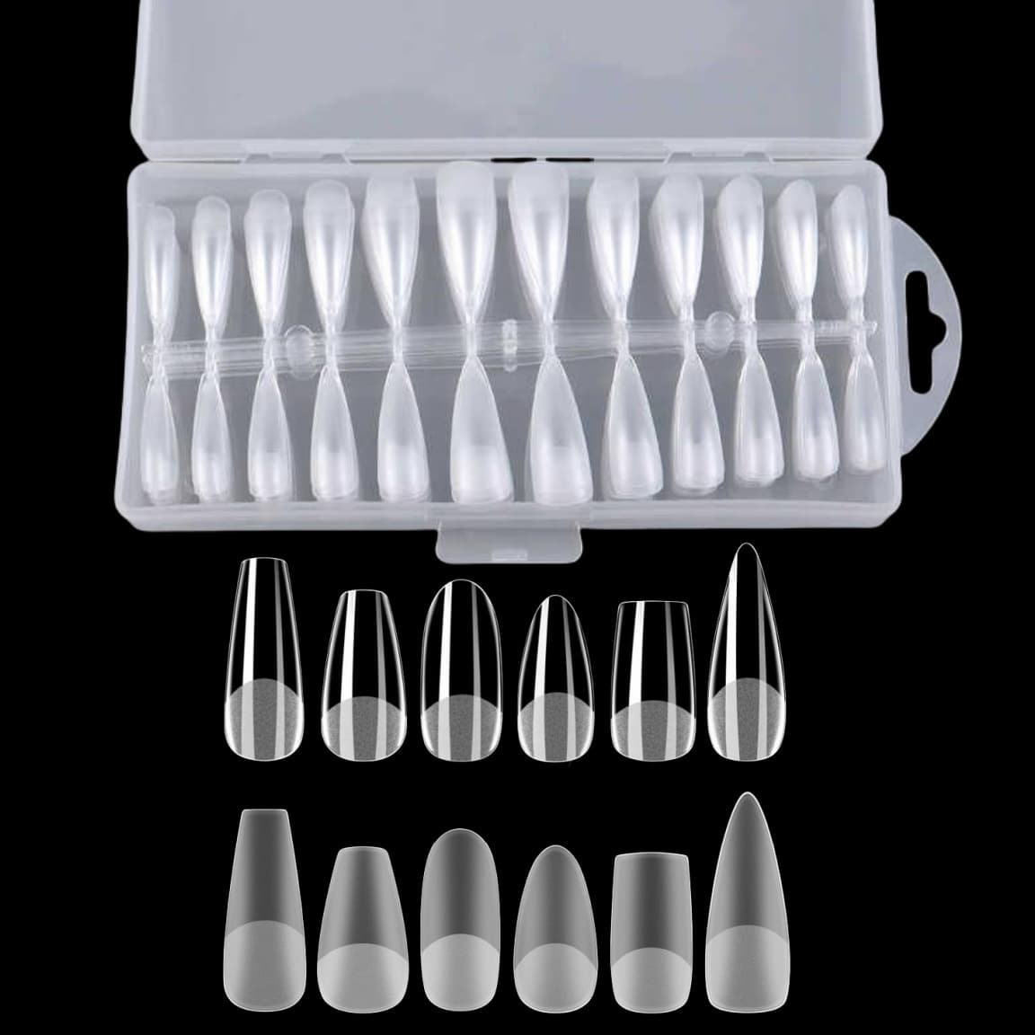 240 pieces/box Seamless semi-frosted clear nail tip nail salon supplies press-in artificial nails