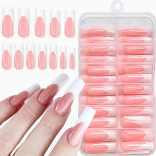Foreign trade 120 pieces of fake nails wearable nails detachable manicure European and American French medium water pipe fake nails factory wholesale