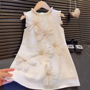 Girls' Dress 2026 Summer New Style, Sleeveless High-End Children's Wear, 3D Floral Princess Dress for Older Girls
