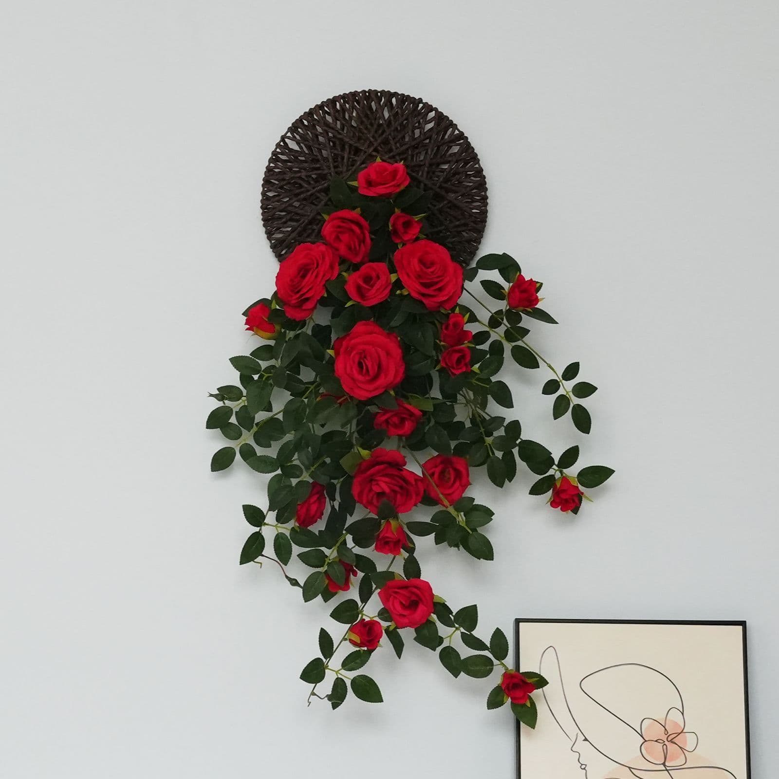 L0V simulated rose wall decor for indoor walls, doors, or wedding scenes, durable artificial flowers.