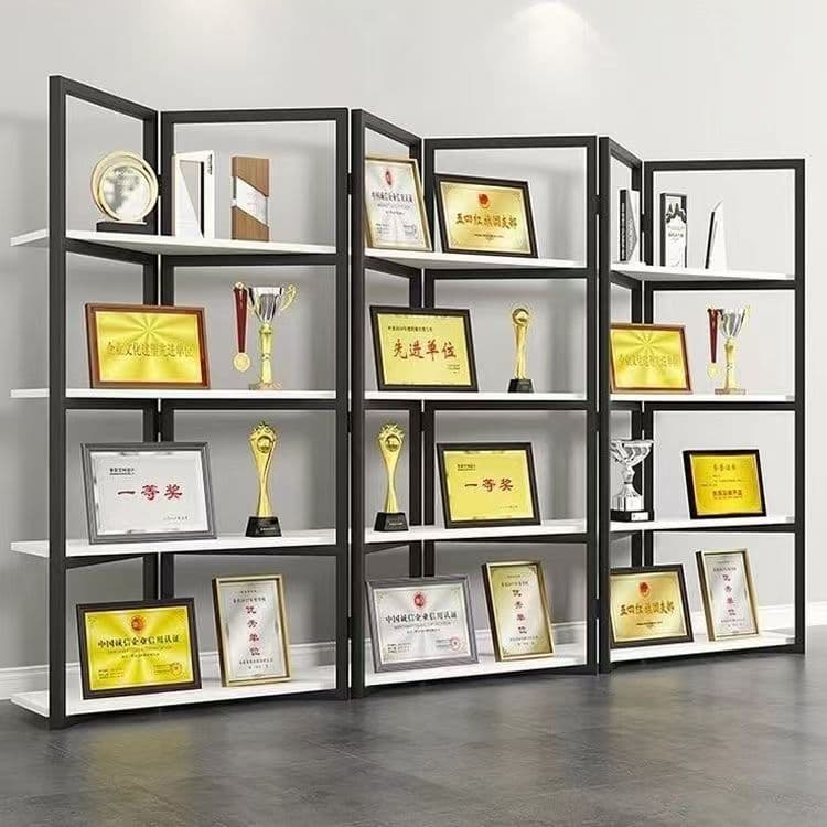 Honor wall display rack wrought iron floor-standing storage rack bookshelf office certificate trophy sample display rack partition rack