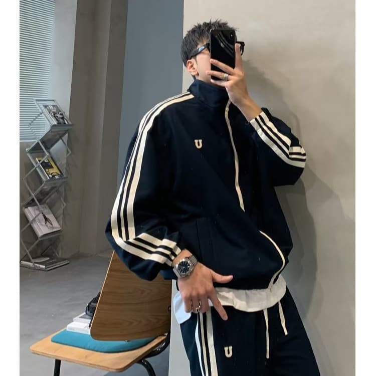 Hong Kong Style Trendy Men's Double-Pole Sweatshirt Suit Men's Lazy Sportswear Casual Loose Ins Couple All-Match Long-Sleeved Pants