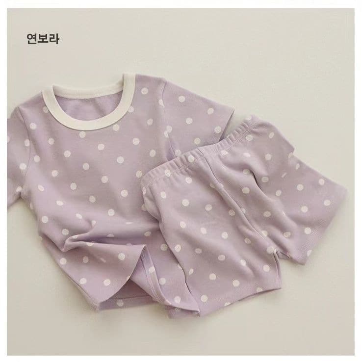 ins Korean style round collar white dot short-sleeved shorts candy-colored polka dot suit men and women baby summer new casual