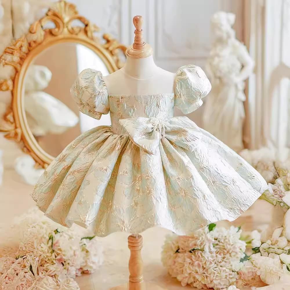 Baby Girl First Birthday Dress High-End Flower Girl Wedding Princess Dress for Kids Birthday 100 Days Toddler Tutu Skirt