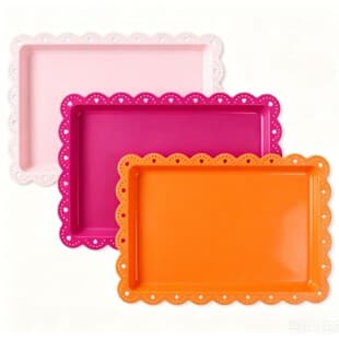 Lace Edge Plastic Rectangular Serving Tray Dessert Plate Pastry Tray Afternoon Tea Snack Tray Cup Holder