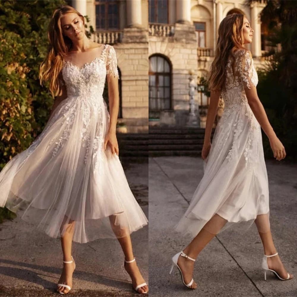 Amazon's New Short-Sleeved Wedding Dress 2026 New White Bridesmaid Dress Bride's Short Wedding Dress Dinner Party Annual Meeting