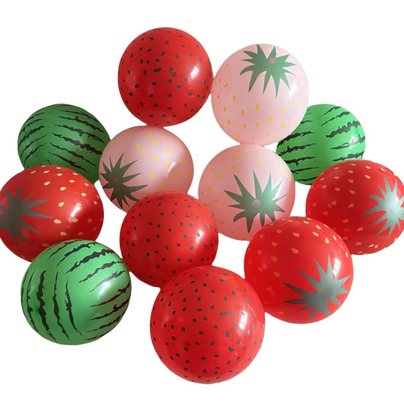 Fruit Balloons 12-inch Thickened Strawberry Fruit Balloons Children's Toys Summer Green Watermelon Rind Watermelon Seed Balloons