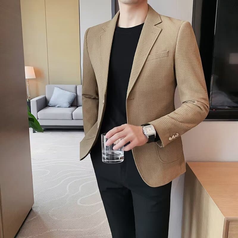 Casual Luxury Men's Suit Jacket British Style Slim Fit Fashion Business Iron Free Single Piece Western Wear for Teenagers