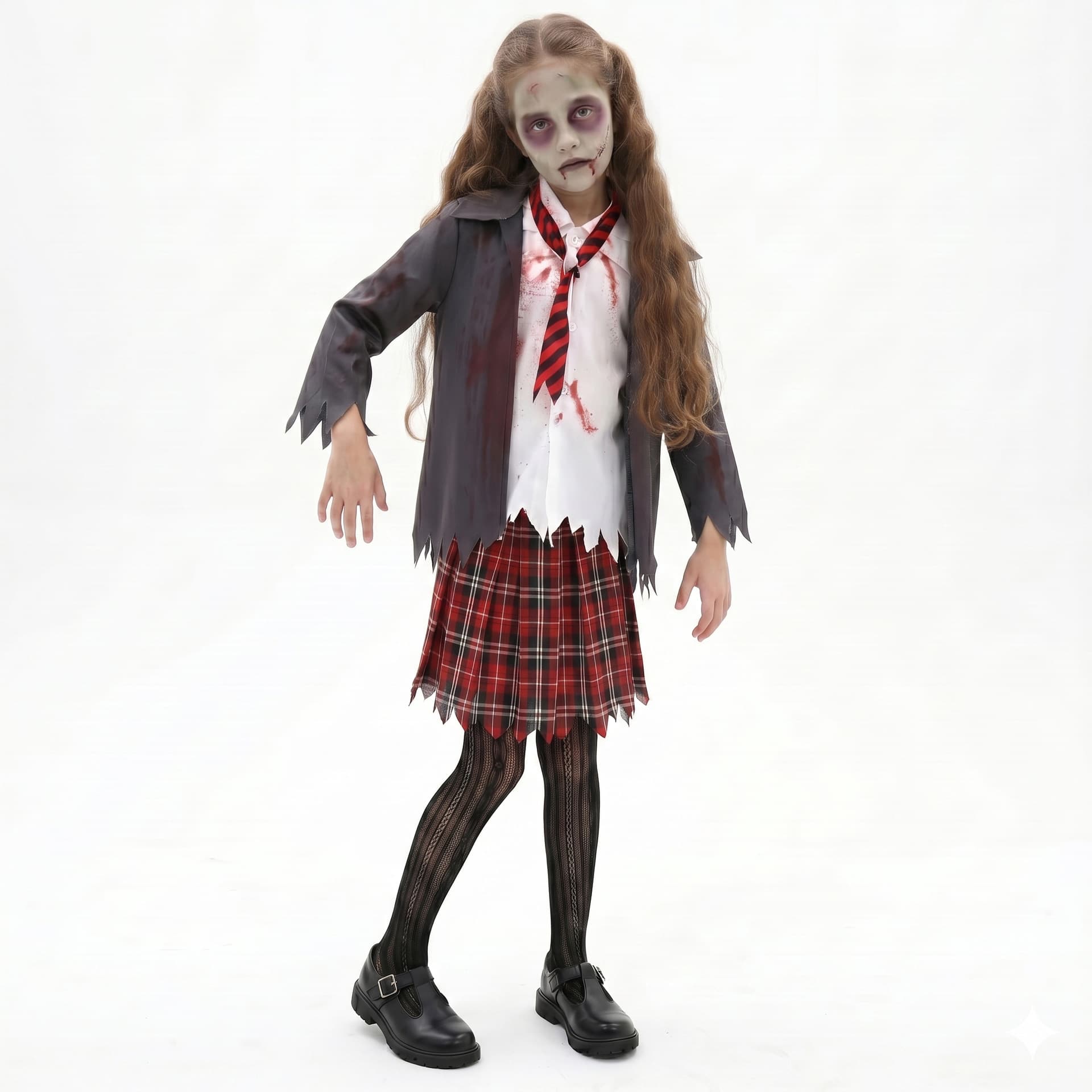Zombie Cosplay Costume for Girls Zombie Student JK Skirt School Stage Performance Outfit Girls Hong Kong Style Performance Costume