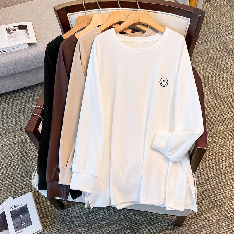 2024 Autumn/Winter New Version Round Neck Pullover Plus-Size Up to 300 Jin Simple Versatile Velvet Long Sleeve Base Layer Women Slimming