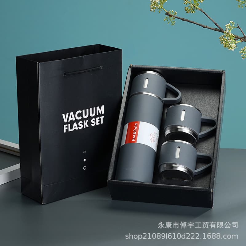 Manufacturer's preferential stainless steel 304 thermos cup set, three-piece gift cup set, handbag gift box