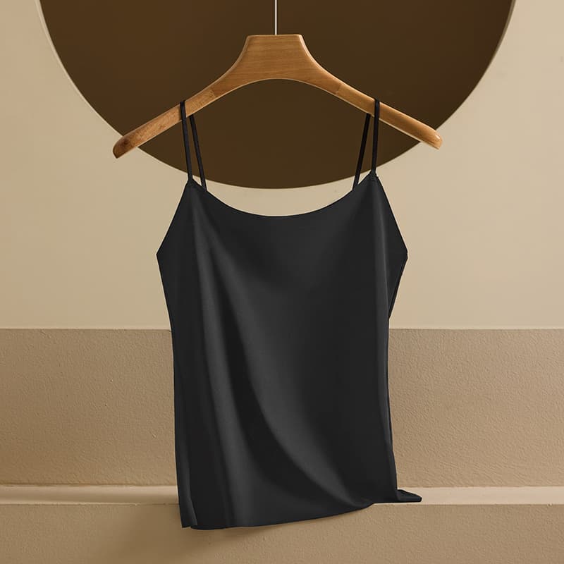 Summer seamless ice silk camisole women's tank top, solid color casual base layer, plus-size women's beautiful back base shirt