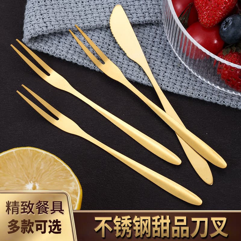 Stainless Steel Fruit Forks and Knives, Home Restaurant Creative Dessert Forks, Mooncake Forks, Children's Fruit Picks, Cake Forks