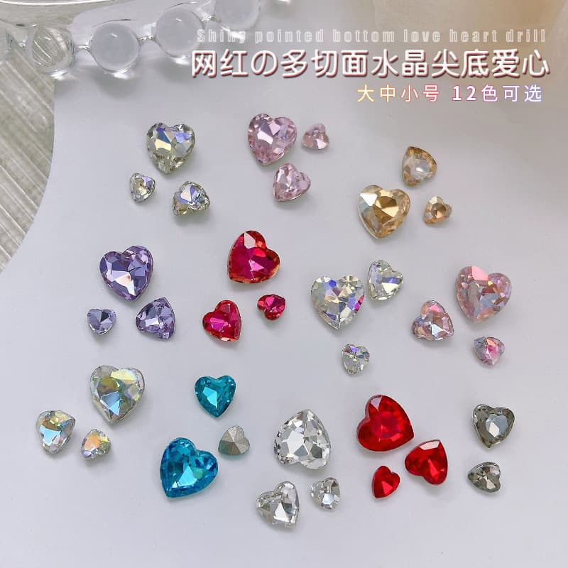 Love nail art diamond nail art size mini pointed bottom diamond jewelry flash nail diamond wear nail diy accessories pink diamond