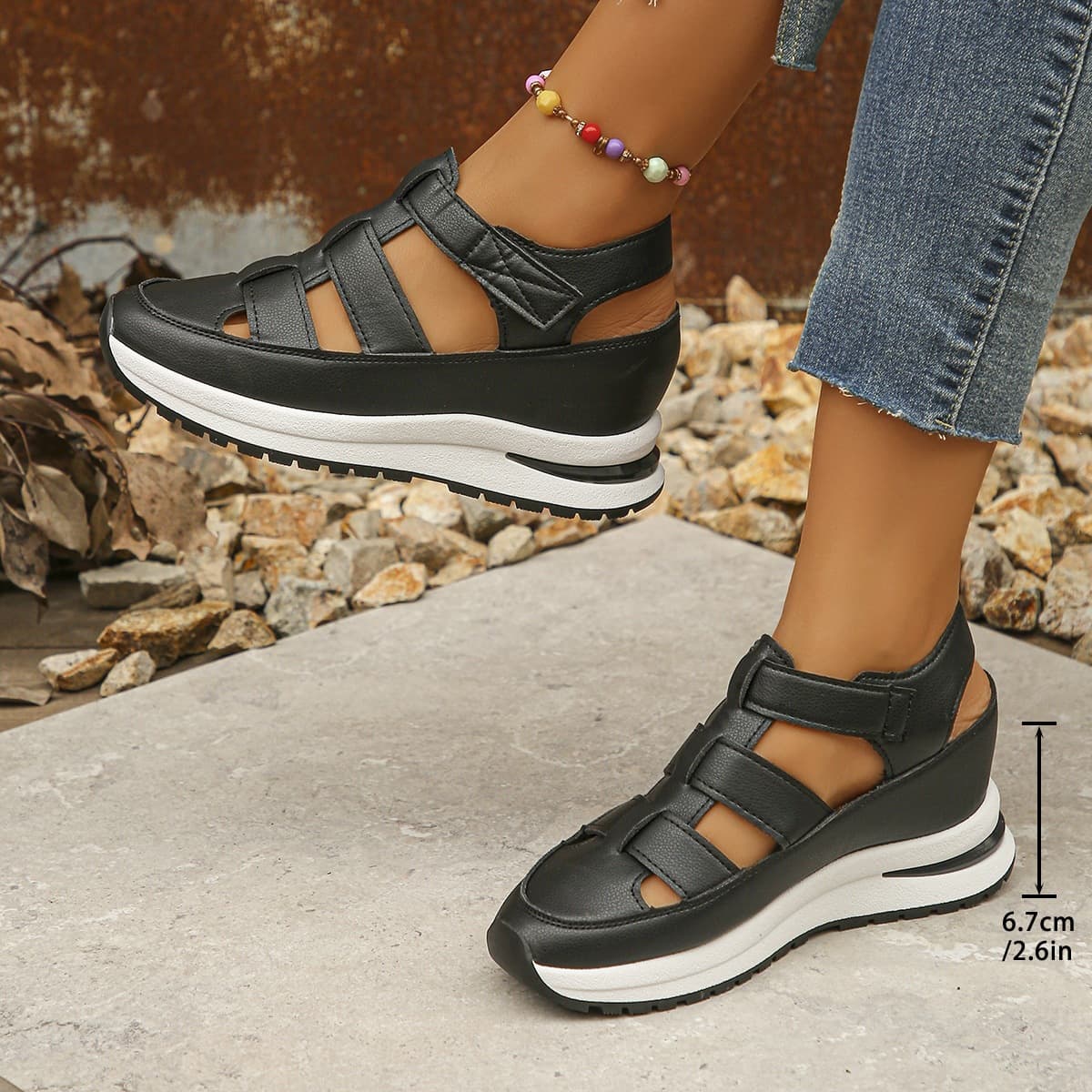 Hollow Casual Sandals for Women, 2026 Summer New Style, Versatile Thin Platform Thick Sole with Hidden Height Increase