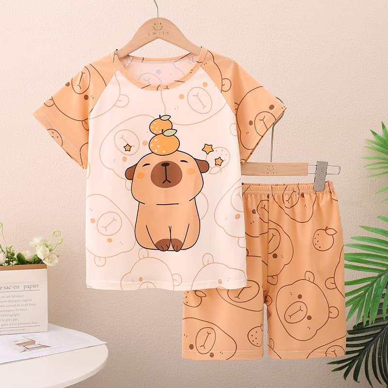 Cross-border Children's Pajamas Summer Thin Short Sleeve Pajama Set for Kids Toddler Baby Cartoon Homewear
