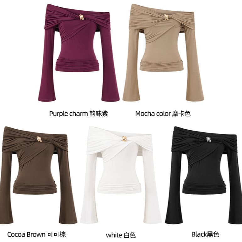 European and American Fashion New 2025 Niche Design Hollow-Out Metal Decorative Button Slim Fit T-Shirt for Women Trendy