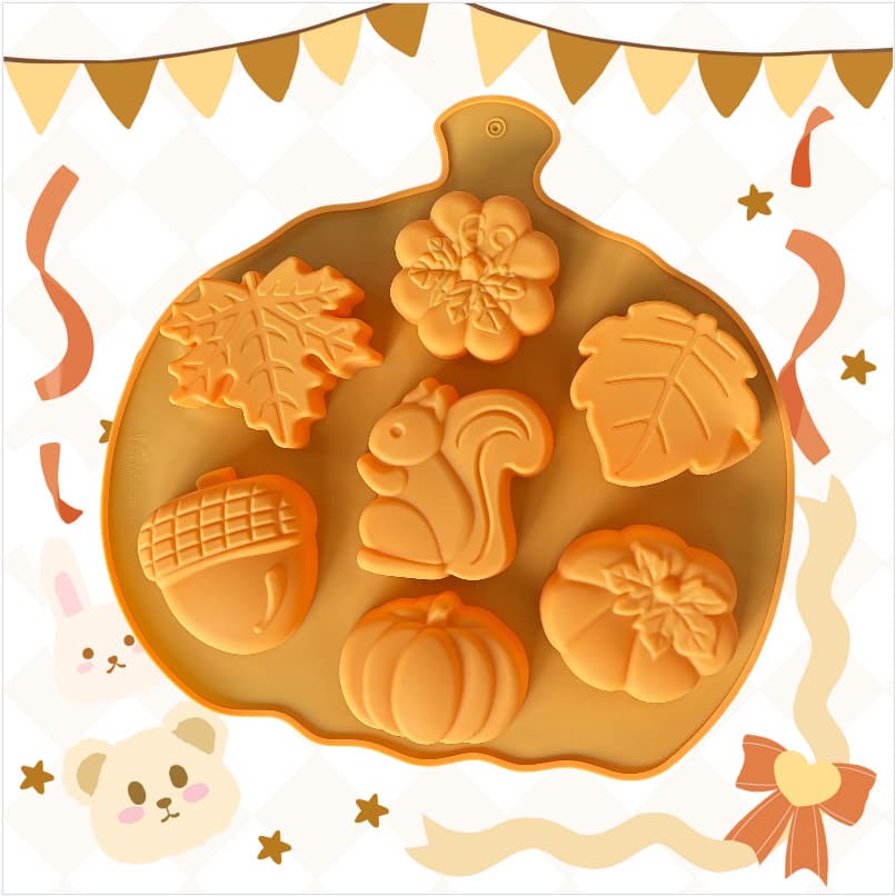 Pumpkin Harvest Cake Mold Handmade Soap Mooncake Mold Leaves Cold Process Soap Silicone Pumpkin Baking Cookie Ice Cream Mold