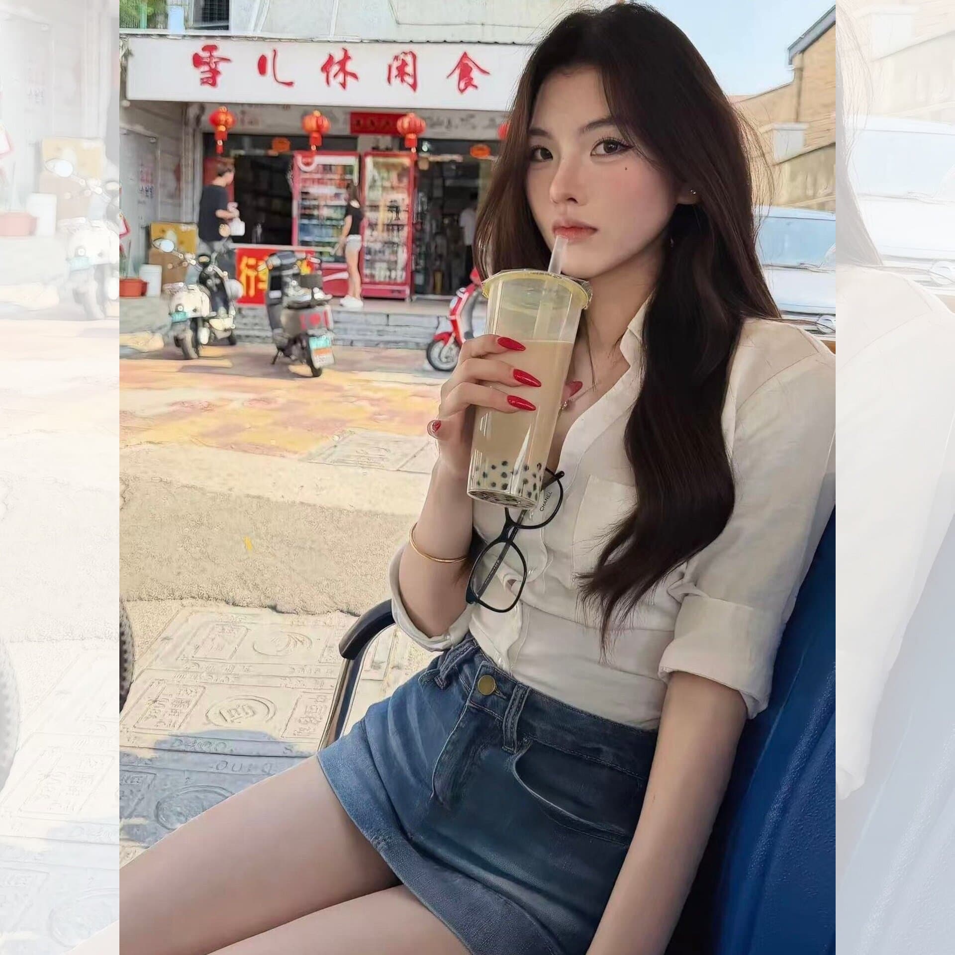 Korean Chic Hip-Hop Front Skirt Back Pants Hip-Enhancing Denim Skirt for Women Tight Slim Anti-Exposure Versatile Bodycon Skirt Pants