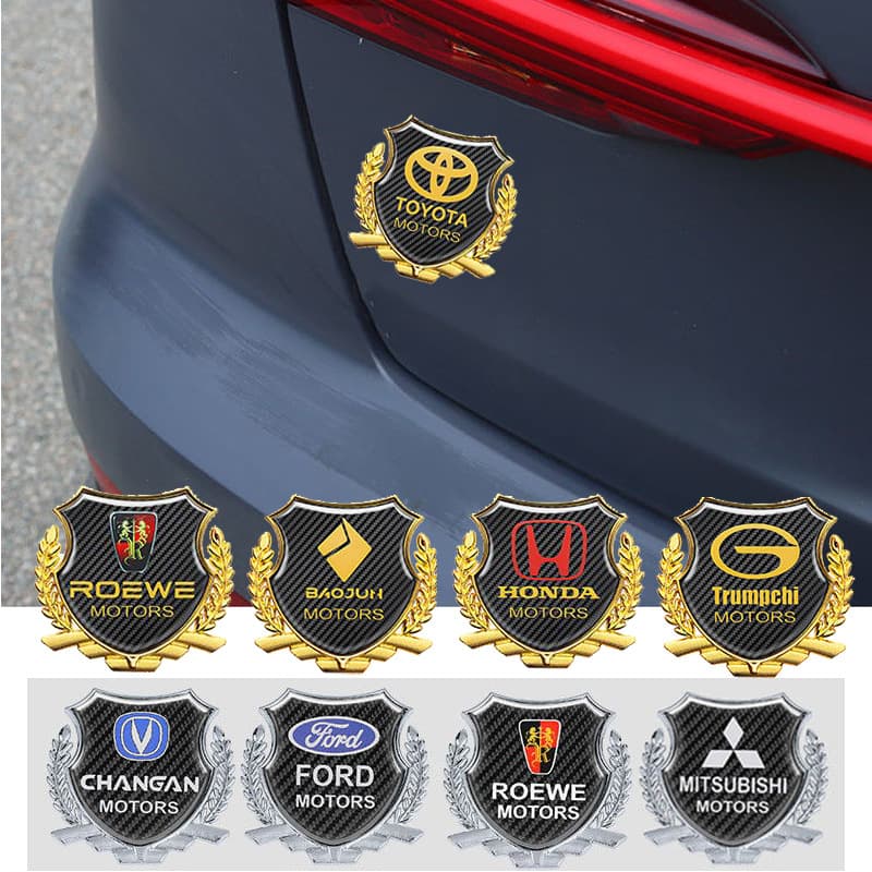 3D Metal Car Side Emblem VIP Carbon Fiber Wheat Ear Decorative Sticker for Body and Window