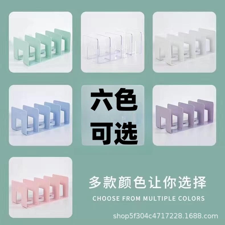 Acrylic bookends, transparent bookshelves, thickened document books, office supplies exhibition.