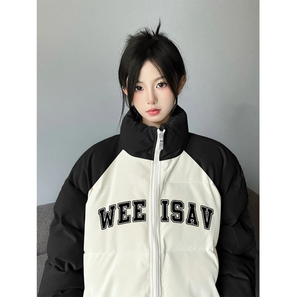 Bread Cotton Padded Jacket Women's Cute Rock Trend Thickened Cotton Coat Warm Outerwear Vest Jacket Winter