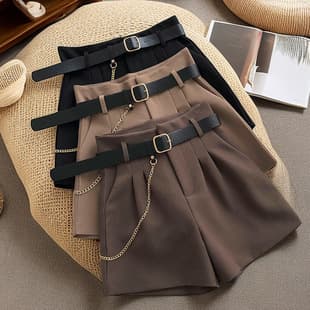 Suit Shorts for Women Summer 2025 New Korean Style High-Waist A-Line Wide-Leg Pants Versatile Boot-Cut Casual Trousers