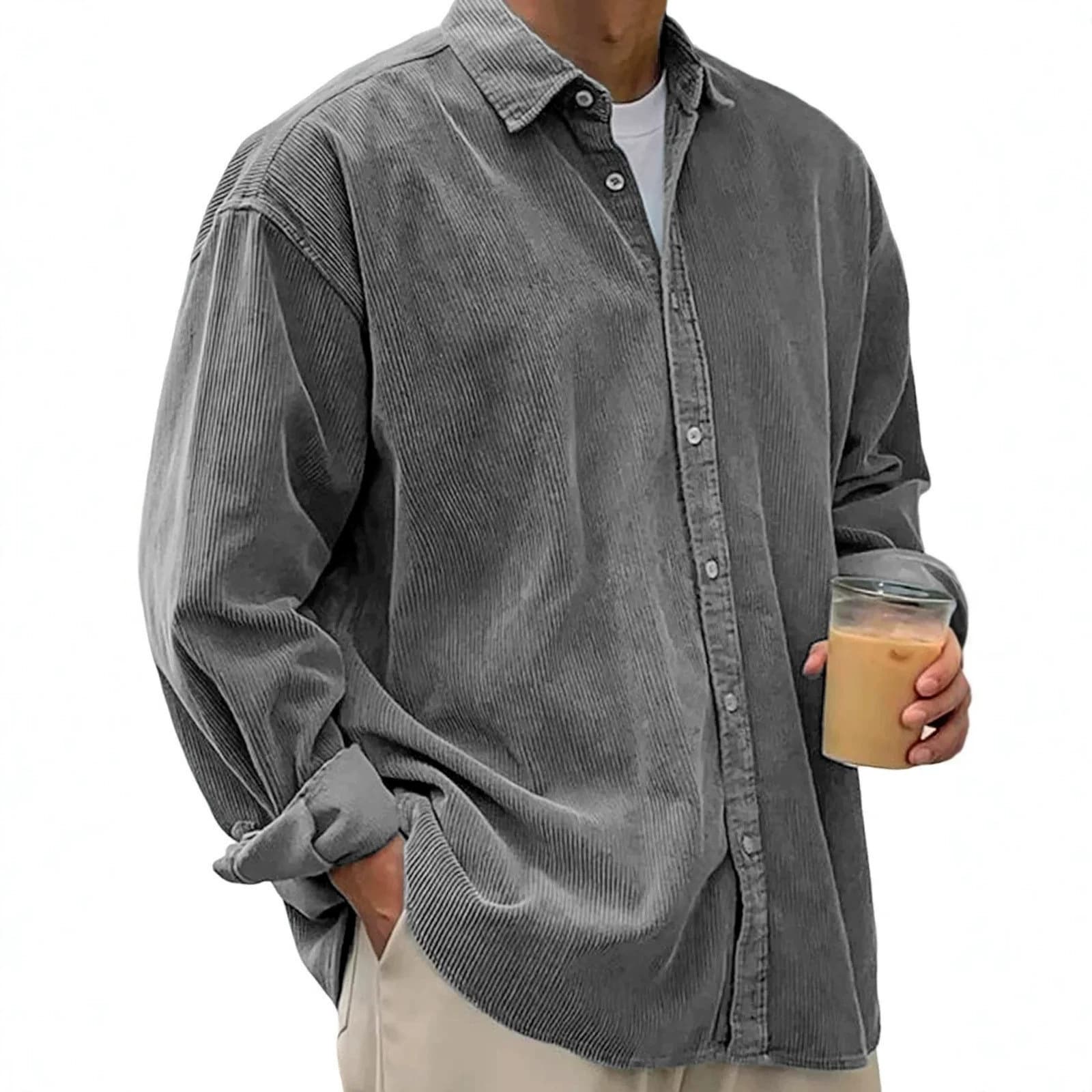 2026 New Corduroy Shirt Men's Long Sleeve Trendy Brand Casual Loose Men's Autumn and Winter Thick Shirt Men's Jacket