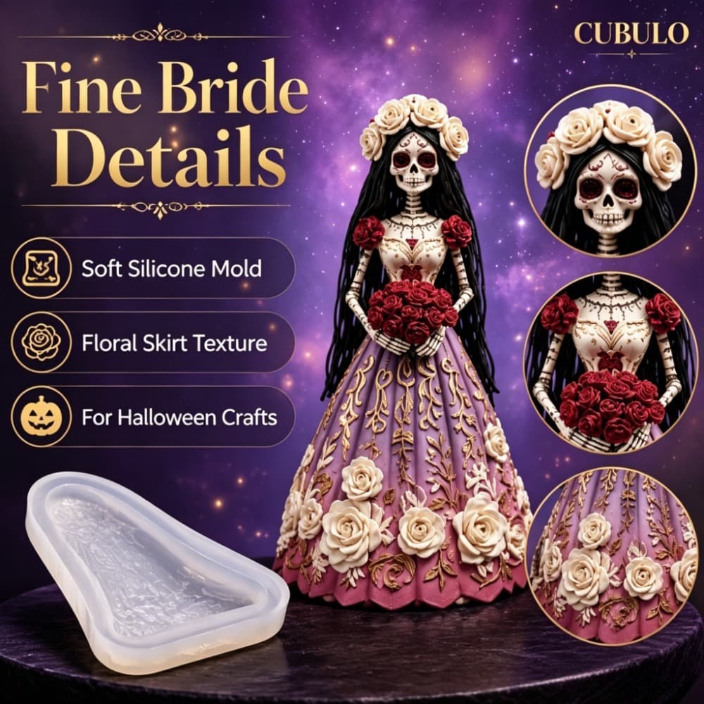 Undead Skeleton Bride Silicone Mold Halloween Retro Doll DIY Resin Handmade Decoration Mold