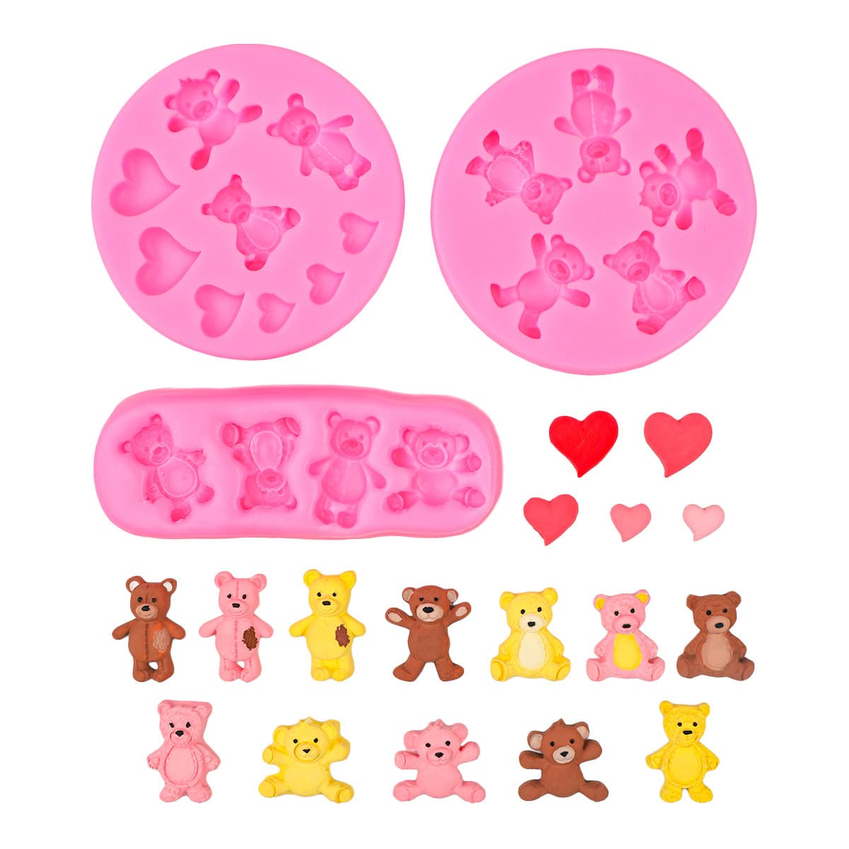 Little Bear Cookie Series Silicone Mold Heart Resin Pendant Bear Cookie Chocolate Cake Decoration Mold