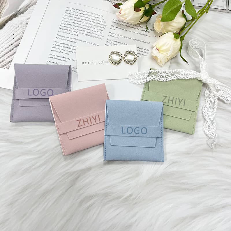 New Flip Suede Ring Necklace Jewelry Storage Bag Gift Packaging Pouch
