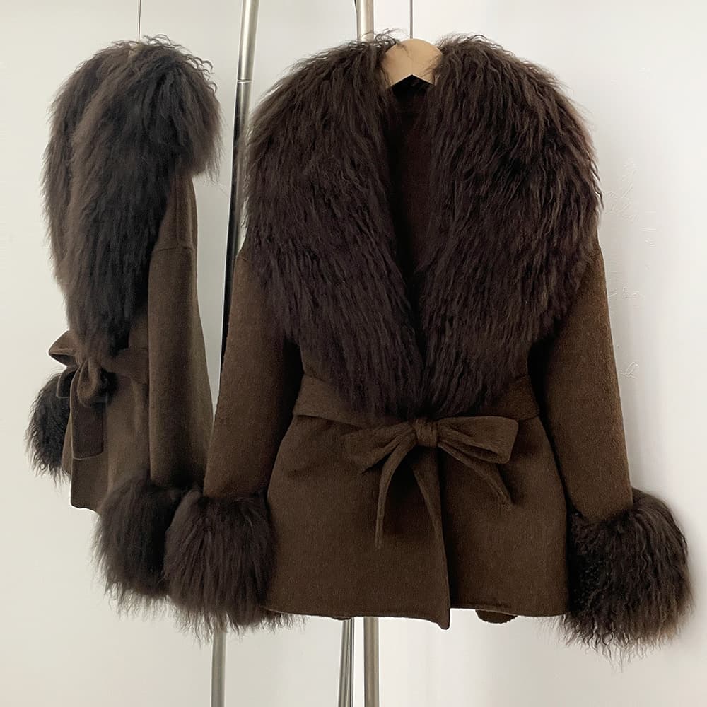 Aliexpress Cross-border Premium Autumn/Winter Cashmere Double-Faced Wool Coat Fashion Versatile Double-Sided Wool Outerwear