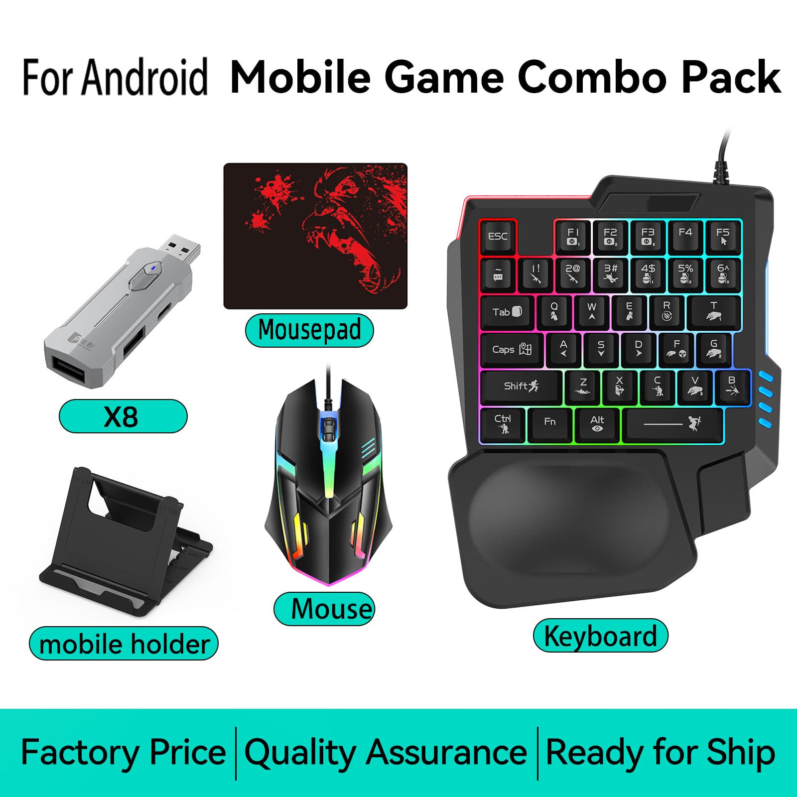 Jiaying X8 PUBG Gaming God Throne Mobile Game Controller Keyboard Mouse Converter Kit Smart Recoil Control