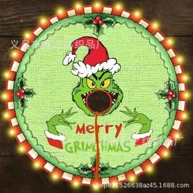 Christmas tree skirt Christmas decoration tree skirt Christmas tree decoration ornaments Grinch tree skirt with lights