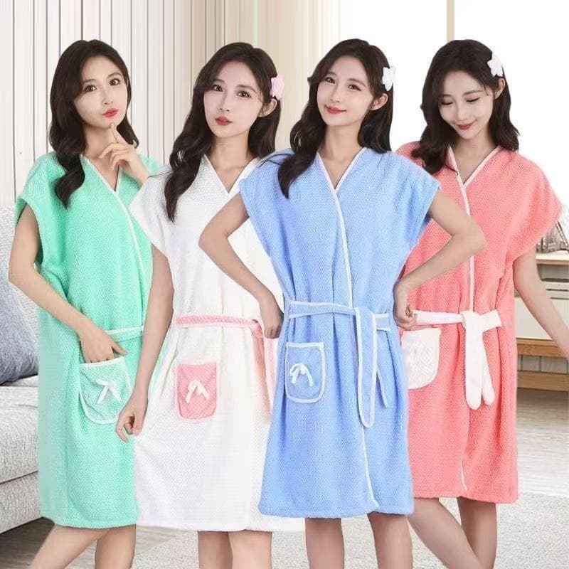 Pineapple Pattern Absorbent Sleeveless Bathrobe One-Piece Coral Fleece Wrap High-End Sleepwear with Belt for Men And Women