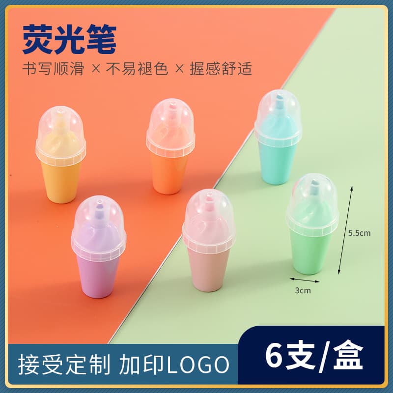 New Ice Cream Shaped Highlighter Pen Candy Color Highlighter Pen Set Colorful Highlighter Pens for Student Learning Stationery