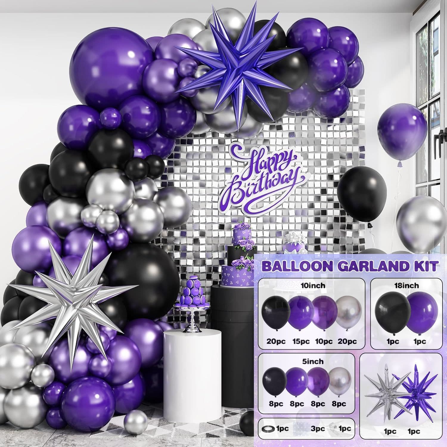 Halloween Balloon Chain Arch Set Purple Black Balloon Decorations Ghost Festival Party Balloon Supplies