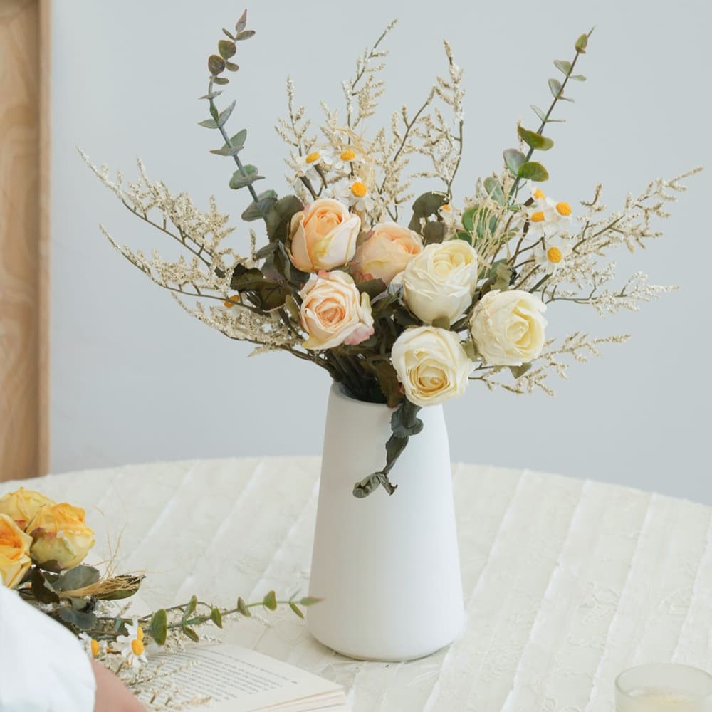 Artificial Flower Bouquet Hand-tied Table Flower Home Decoration Hotel Soft Decoration Cross-border Hot-selling Combination Bouquet Nordic Fake Flowers