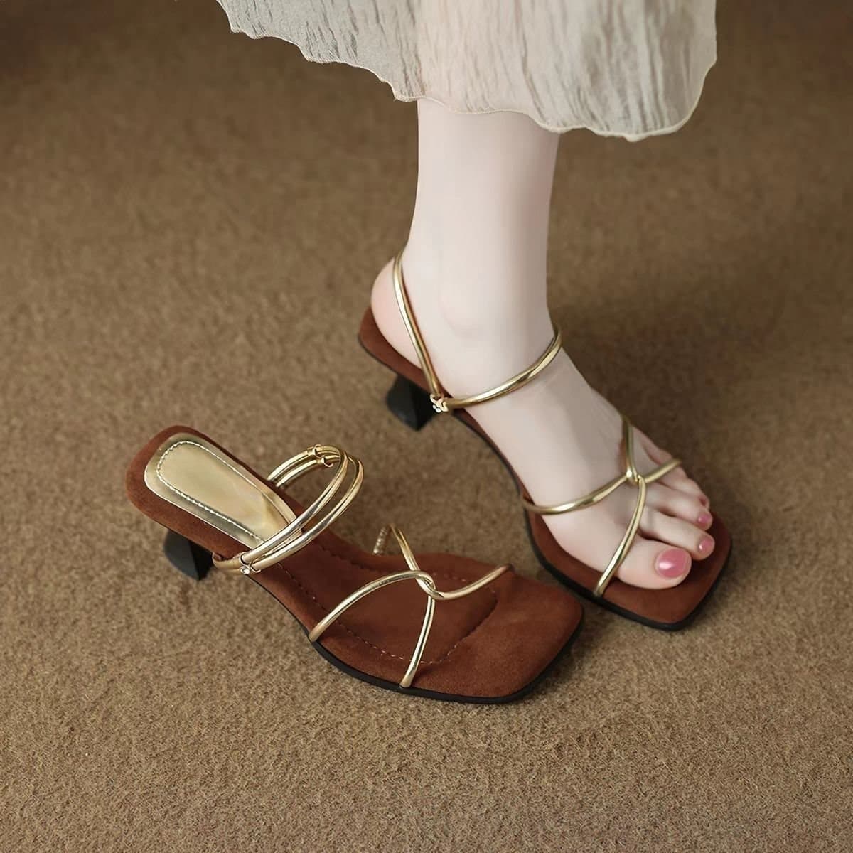 Elegant and stylish two-way wear sandals for women, summer dress match 2026 new stiletto heel sandals