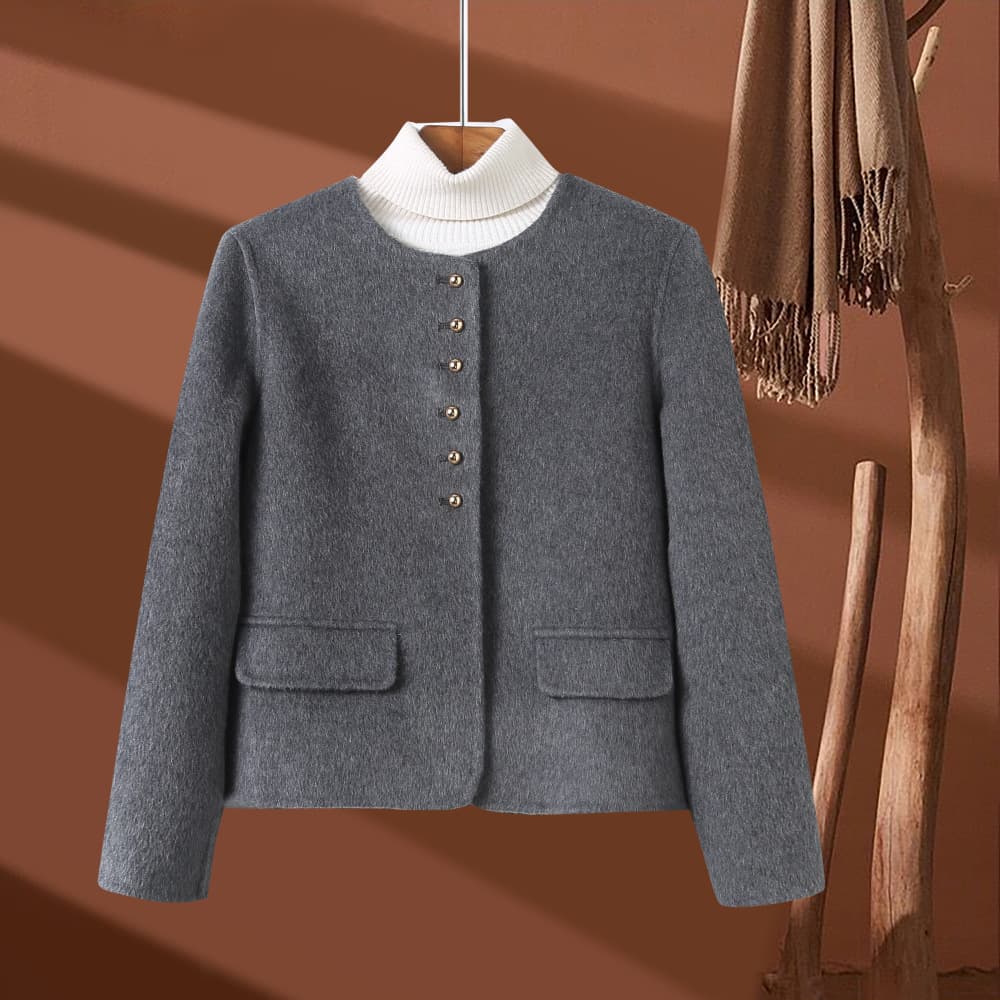 2026 Autumn/Winter Wool Coat for Petite Women, Short Chanel-Style Wool Coat, Solid Color Single-Breasted Short Top for Women