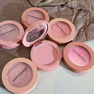 HERORANGE Cream Blush Low Saturation Natural Look Youthful Peach Orange Soft Matte Powder for Women