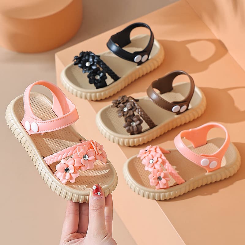 Girls' Sandals Fashion Flat Little Princess Student Kids Soft Sole Beach Sandals
