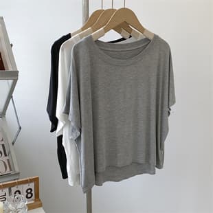 Modal Crew Neck Short Sleeve T-Shirt Cover-Up Women Lightweight Drape Casual 2026 Summer High Waist T-Shirt Dance Top