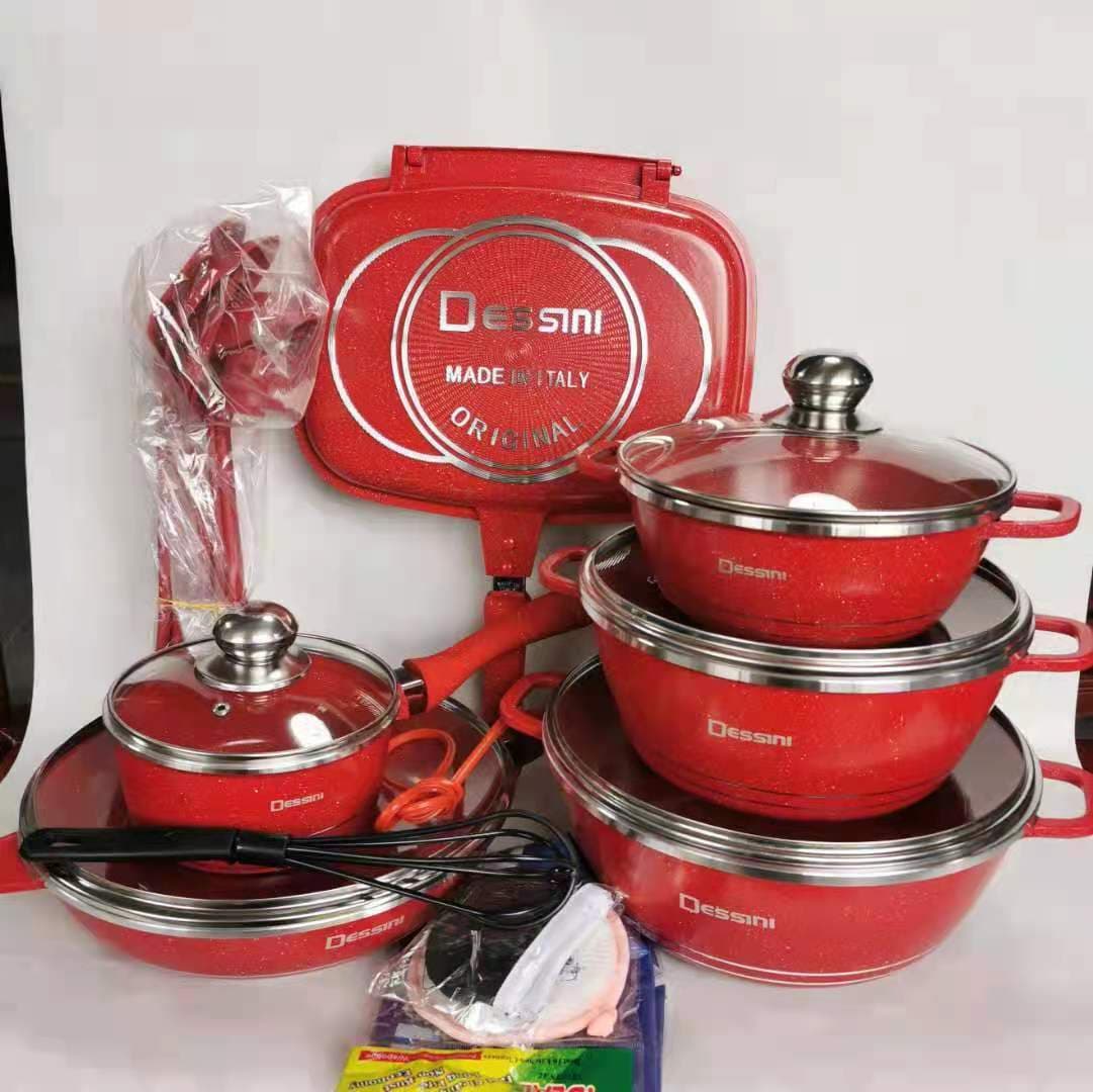 Dessini 23-Piece Marble Pot, Aluminum Non-Stick Pan, Maifan Soup Pot, Aluminum Die-Cast Kitchen Set