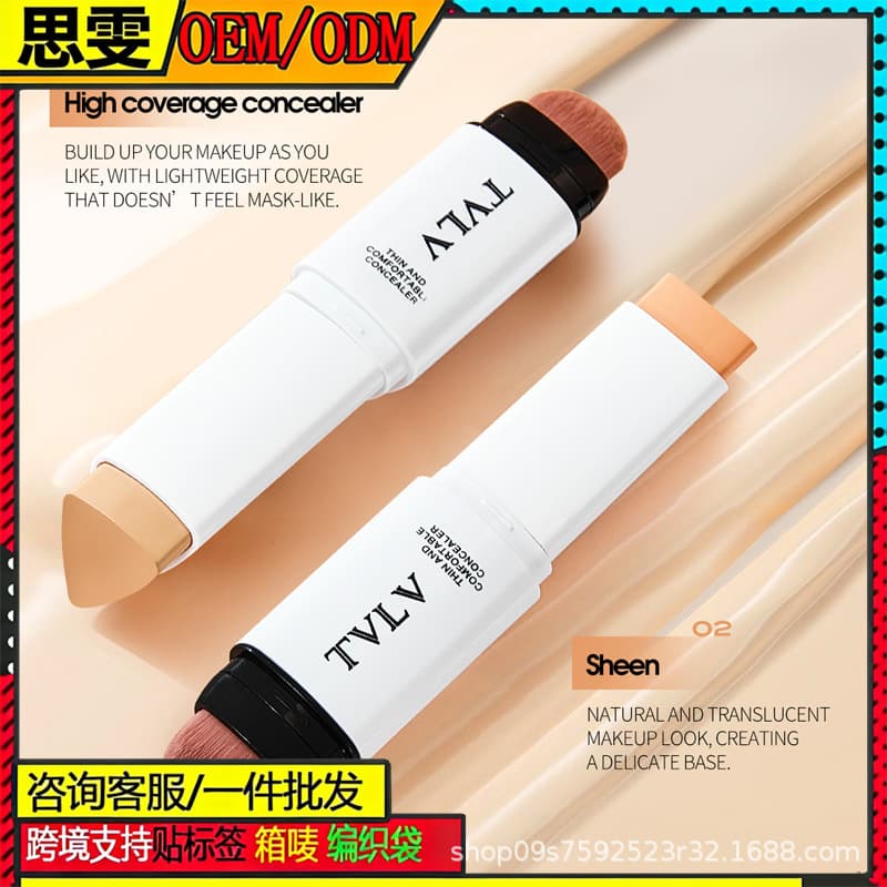 TVLV cross-border popular double-ended concealer foundation stick 2-in-1 long-lasting non-removing makeup lightweight natural contouring foundation cream