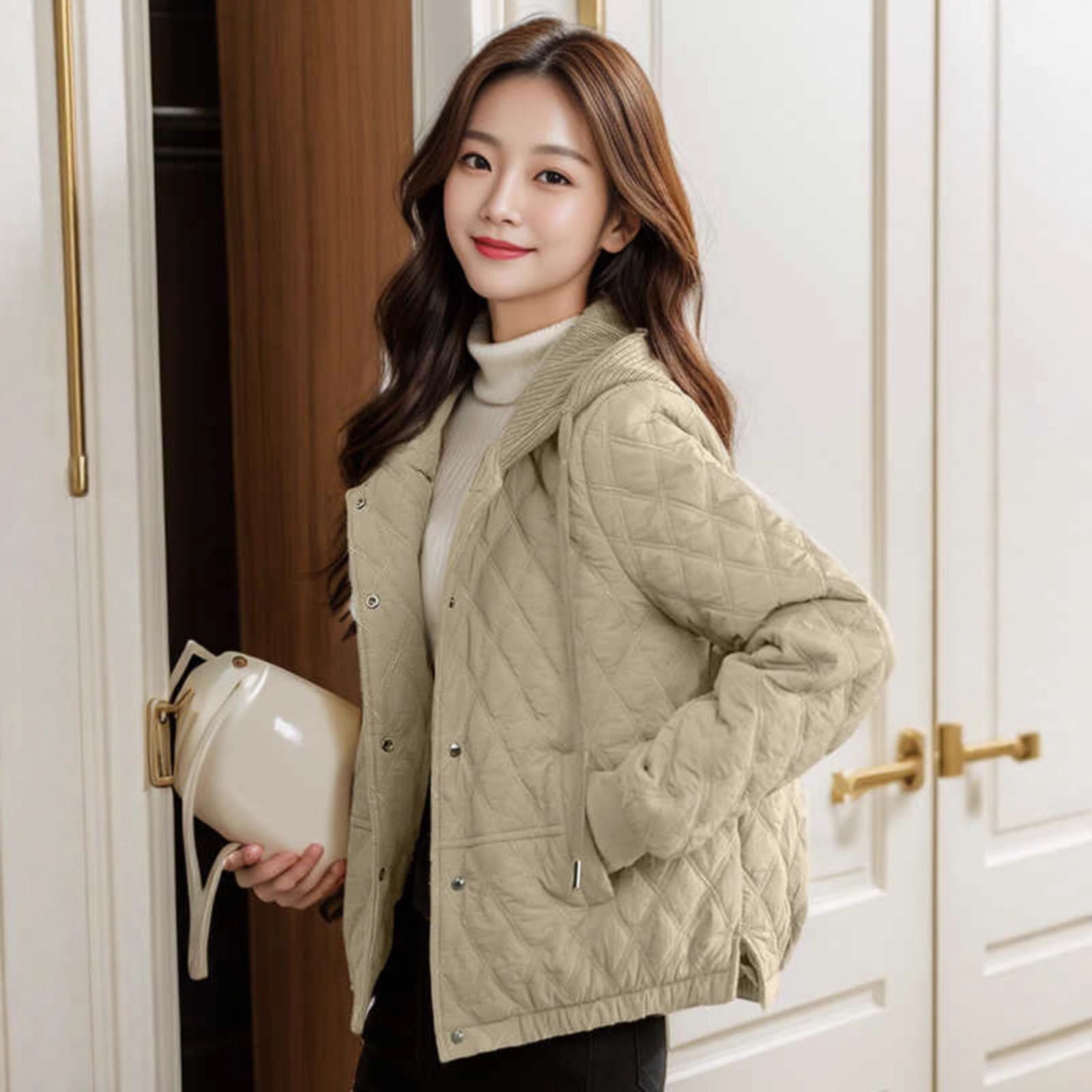 Cotton Coat Women Short Petite Fashion Stylish Diamond Quilted Hooded Lightweight Cotton Padded Jacket 2025 Autumn/Winter New Style