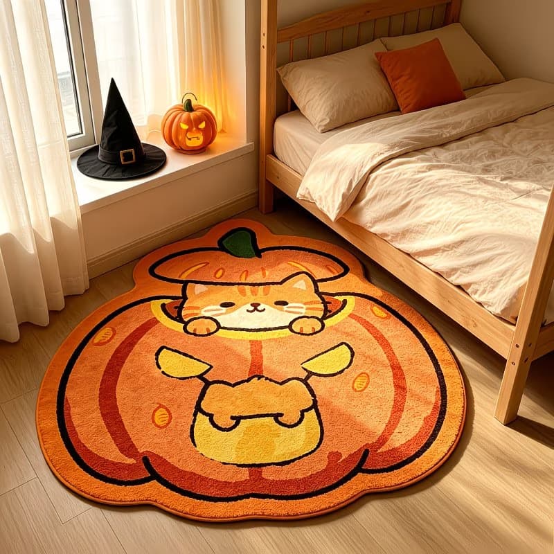 Temu New Halloween Pumpkin Decorative Doormat, Home Decoration Festive Atmosphere Doormat, Stain-Resistant and Easy to Clean Doormat
